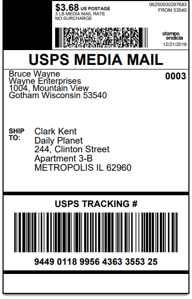 ELEX WooCommerce Stamps.com USPS Bulk Label Printing Add-On | Sample Stamps.com USPS Label