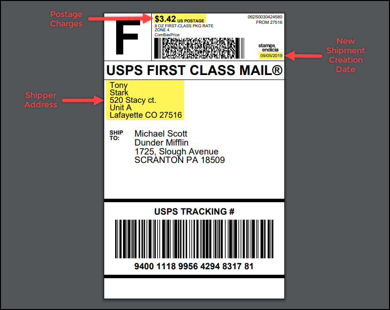 Customize Stamps.com-USPS Shipping Label | Sample Stamps.com USPS Label